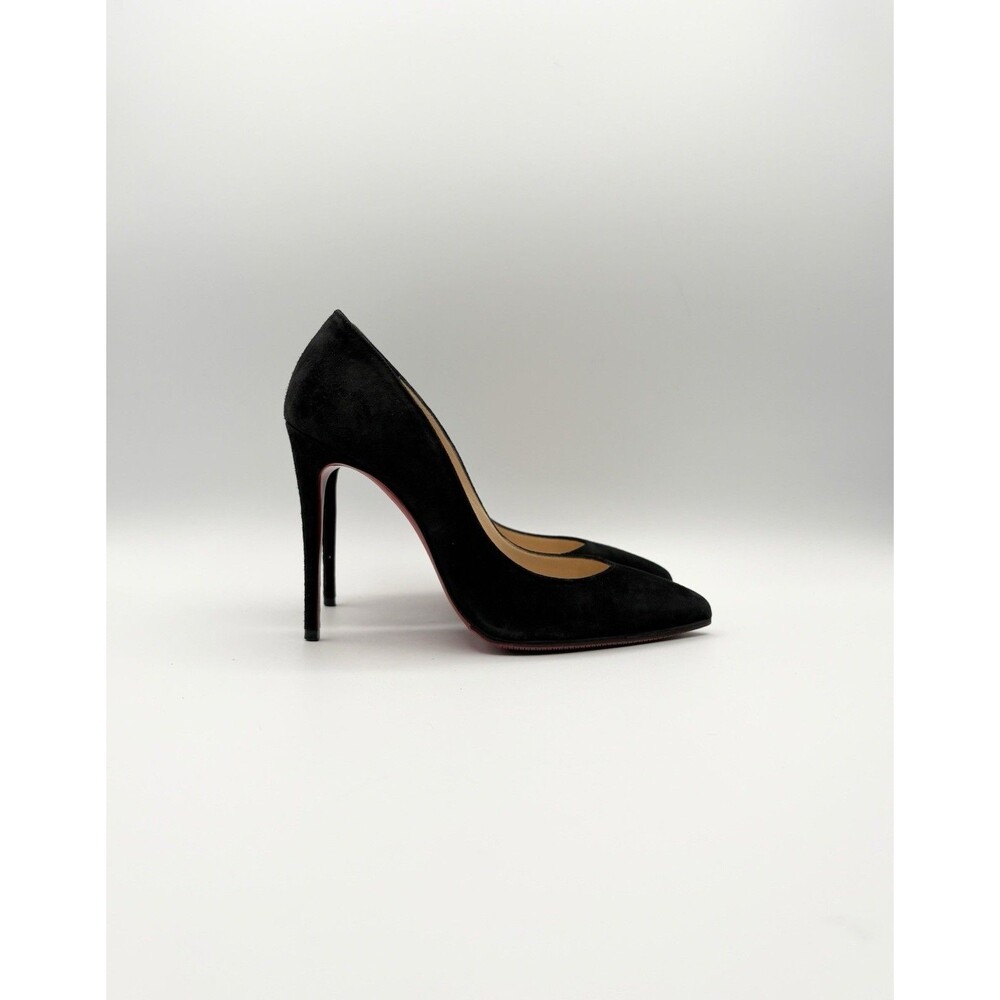 Christian Louboutin Black Suede Pointed Toe Stiletto Heels Pigalle Size EU 35